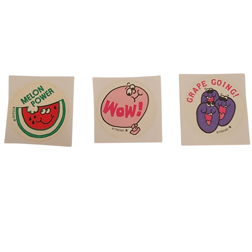 3 Vintage Scratch N Sniff Sticker Set Trend Watermelon Bubblegum Grape
